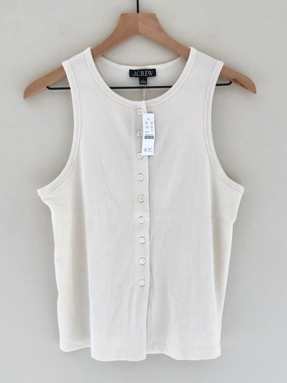 NWT J.Crew Perfect Rib Button-up Shell Top Pale Ibis